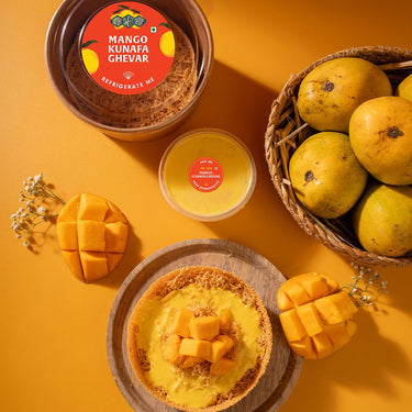 Mango Kunafa Ghevar with Mango Rabdi