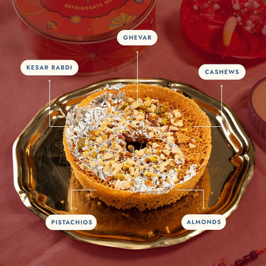 Dry Fruit Ghevar with Kesar Rabdi