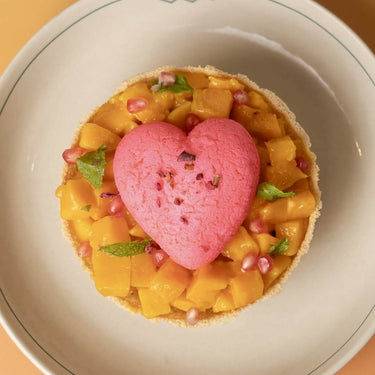 Mango Ghevar Tart with Rasmalai