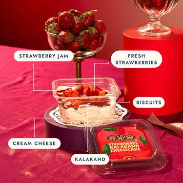 Strawberry Kalakand Cheesecake