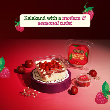 Strawberry Kalakand Cheesecake